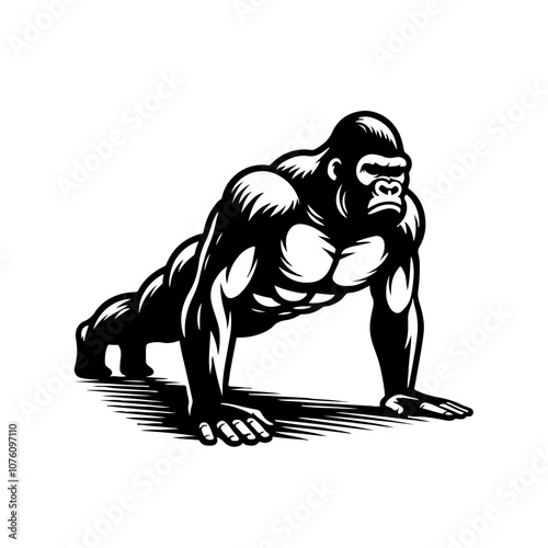 Gorilla doing burpees Vector Logo