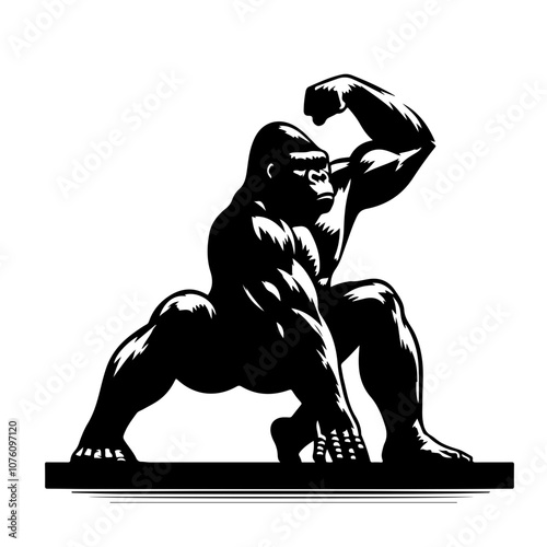 Gorilla doing calisthenics Vector Logo