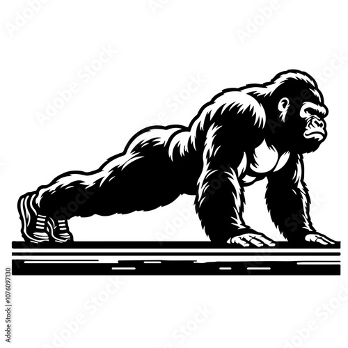 Gorilla doing burpees Vector Logo