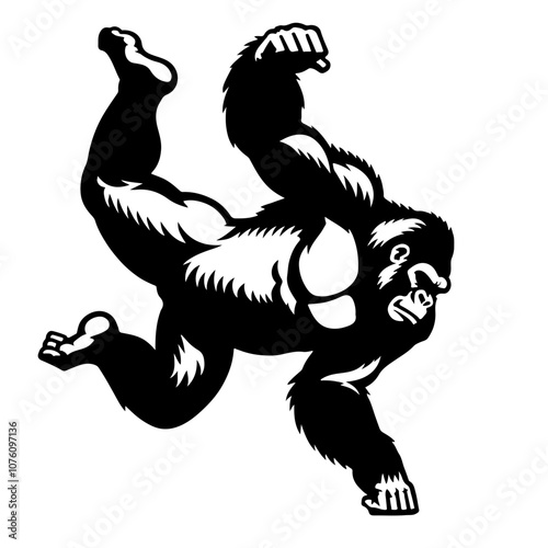 Gorilla does somersaults Vector Logo