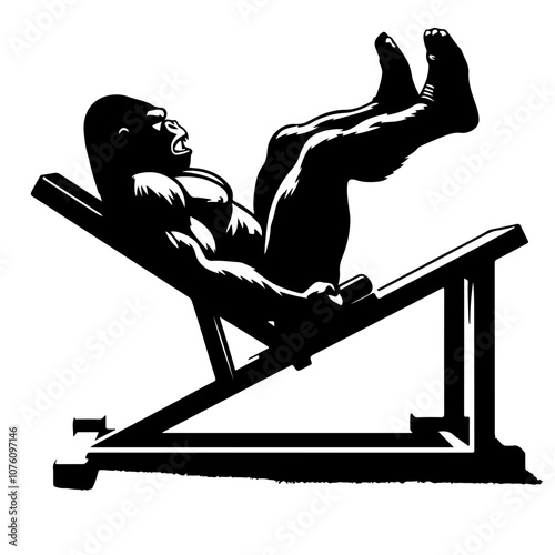 Gorilla doing leg presses Vector Logo