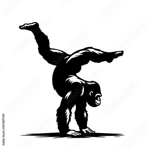 Gorilla doing handstands Vector Logo