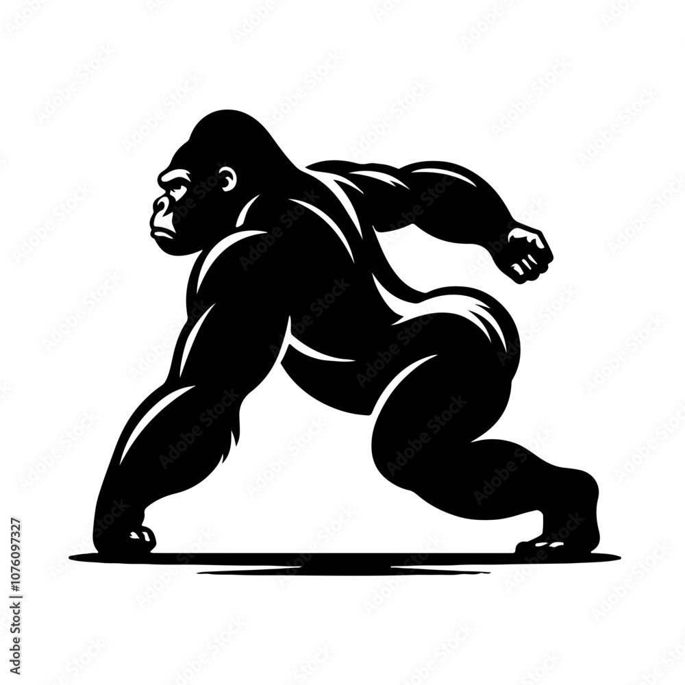Fototapeta premium Gorilla lunges backward Vector Logo