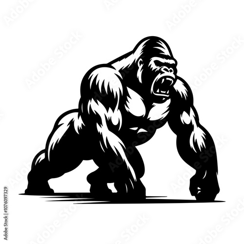 Gorilla lunges backward Vector Logo