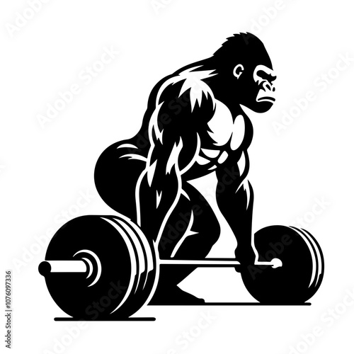 Gorilla lifting weights Vector Logo