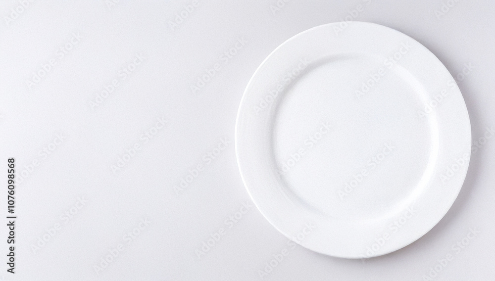 Empty White Plate on Minimalistic Background Empty White Plate on Minimalistic Background