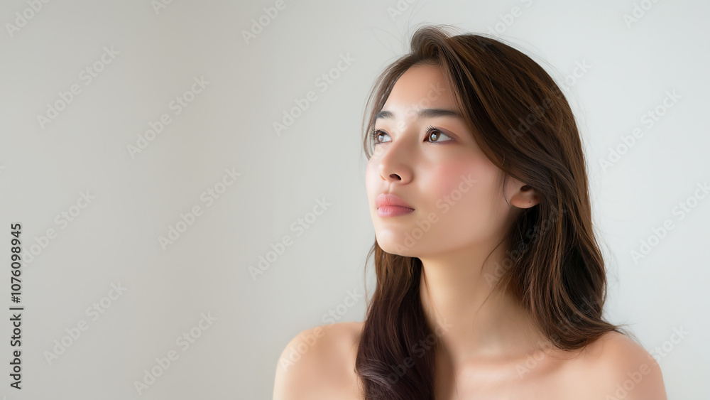 透明感のある横顔の女性のポートレート 透明感のある横顔の女性のポートレート
