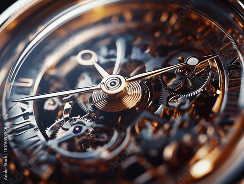 Intricate details of an antique pocket watch photo