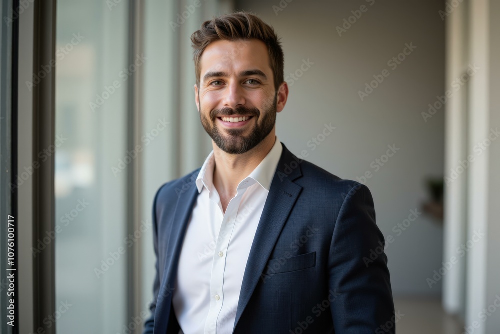 Professional Business Portrait of a Happy Young Man in a Blue Suit, Perfect for Corporate Websites, Marketing, and Professional Profiles Professional Business Portrait of a Happy Young Man in a Blue Suit, Perfect for Corporate Websites, Marketing, and Professional Profiles