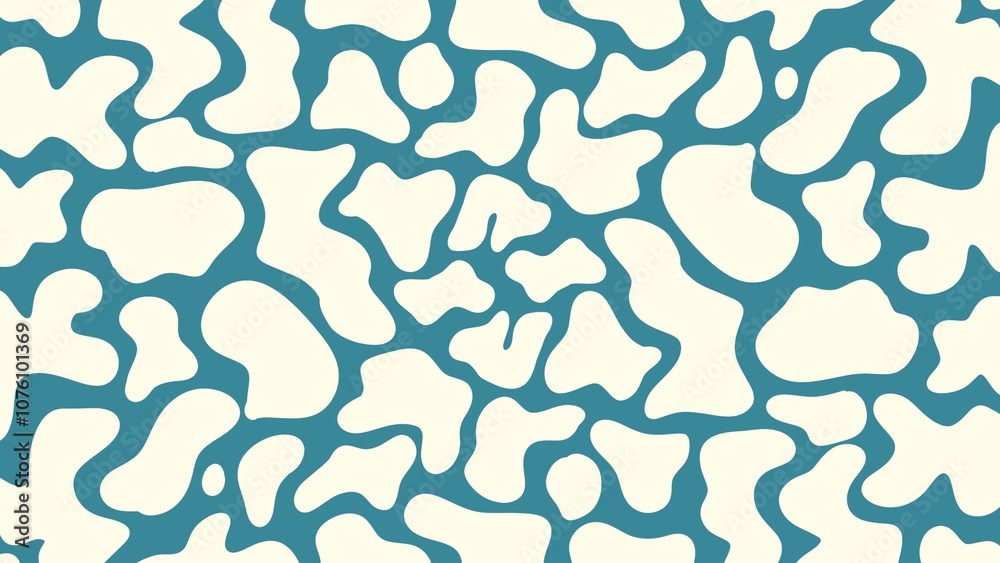 White irregular shapes on blue background.
White irregular shapes on blue background.