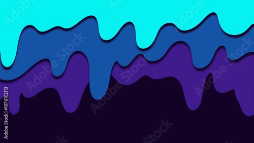 Wavy dripping layers blue, purple, black background. 
