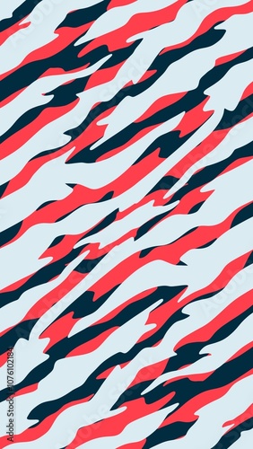 Abstract background, wavy lines, red, blue, white. 