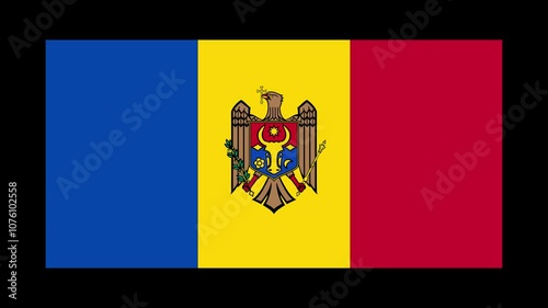 Moldova Country Flag Shapes and Elements Construction Animation