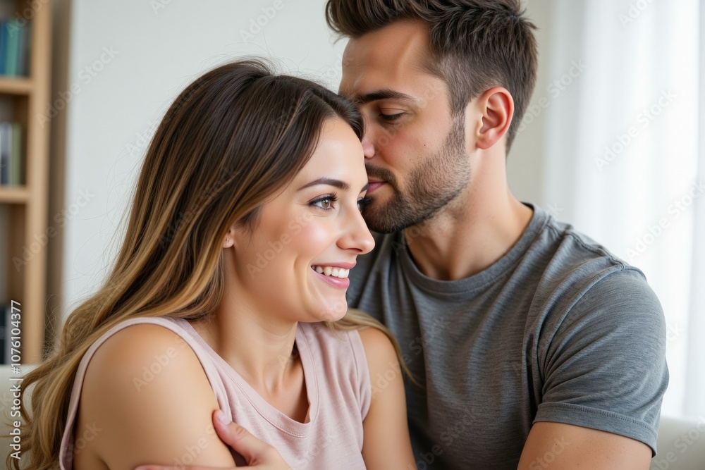 Romantic Couple Sharing Intimate Moment at Home - Perfect for Greeting Cards, Wall Art, and Social Media Posts Romantic Couple Sharing Intimate Moment at Home - Perfect for Greeting Cards, Wall Art, and Social Media Posts