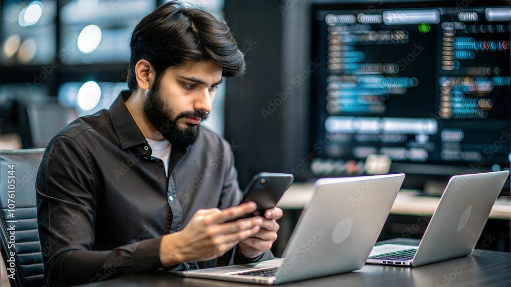 Indian Developer Testing Software on Multiple Devices – An Indian software tester checking an app’s functionality on various smartphones and tablets.
Indian Developer Testing Software on Multiple Devices – An Indian software tester checking an app’s functionality on various smartphones and tablets.