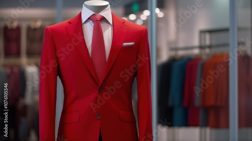 Red Suit on Mannequin in a Store