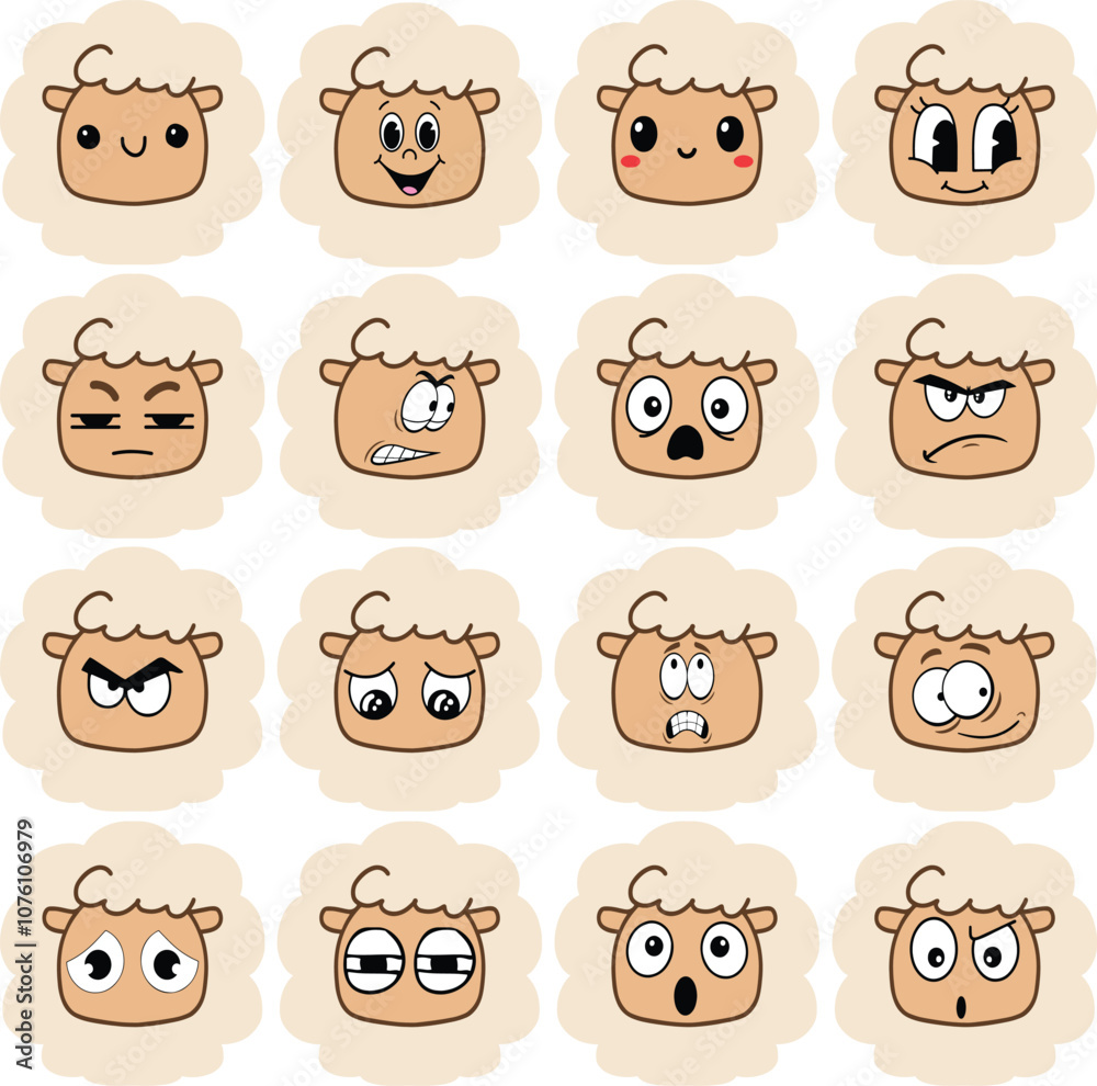 Sheep Face Emoji - Set 1 Sheep Face Emoji - Set 1