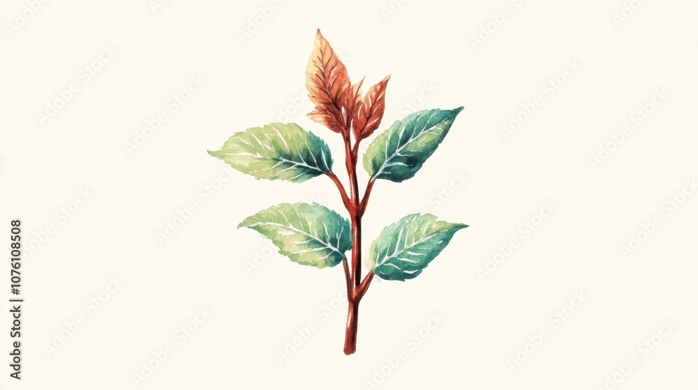 Bright Green Leaf with Brown Tips Illustration Bright Green Leaf with Brown Tips Illustration