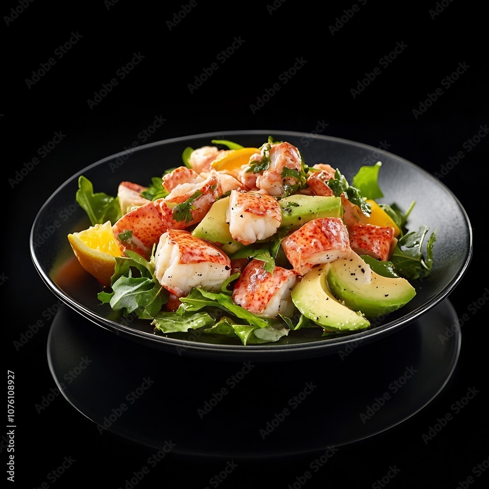 Elegant and Tempting Lobster Salad with Avocado and Citrus on Plating
