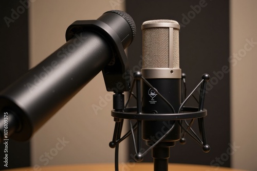 Professional Studio Microphone Setup for High-Quality Recording and Broadcasting Needs photo