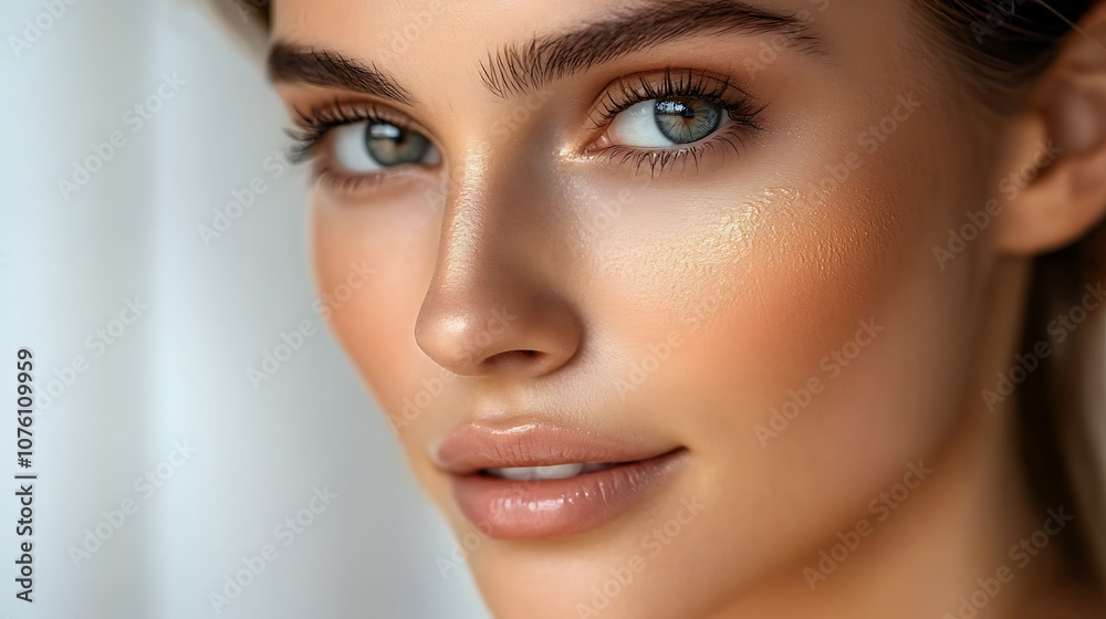 Close-up of a young woman applying primer with her fingertips, neutral background adding elegance, warm light accentuating skin tone, hd resolution, clear and vivid focus, professional beauty capture, Close-up of a young woman applying primer with her fingertips, neutral background adding elegance, warm light accentuating skin tone, hd resolution, clear and vivid focus, professional beauty capture,