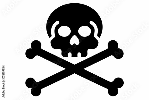 Crossbones and skull flat vector icon, Crossbones and skull silhouette