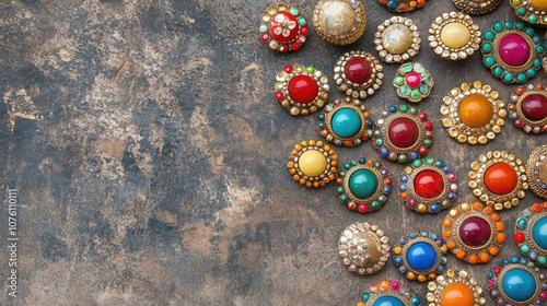 Vintage Jewelry Collection on Artistic Background photo