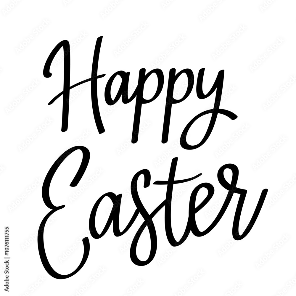 Obraz premium happy easter greeting hand lettering for typography. flat vector illustration on white background