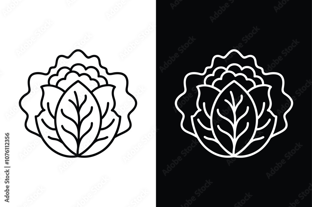 Collard Greens Vegetable Icon. Simple Line Art for Food Illustrations Collard Greens Vegetable Icon. Simple Line Art for Food Illustrations
