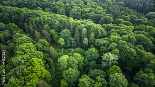 Aerial Long Exposure of a Lush Green Forest Showcasing Biodiversity and Natural Serenity