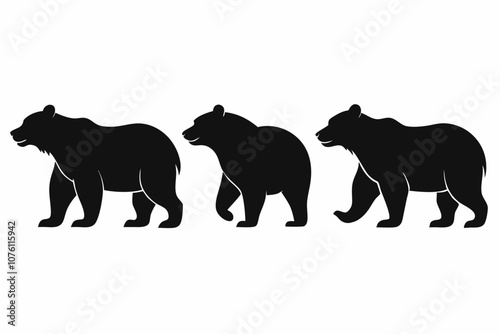 Bear silhouettes vector illustration.