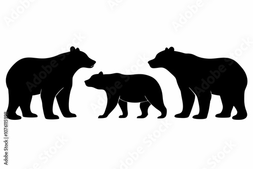 Bear silhouettes vector illustration.