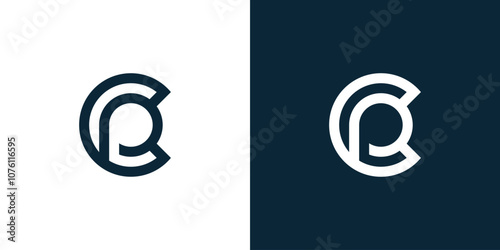 Letter logo cp,pc, p inside c, monogram rounded shape