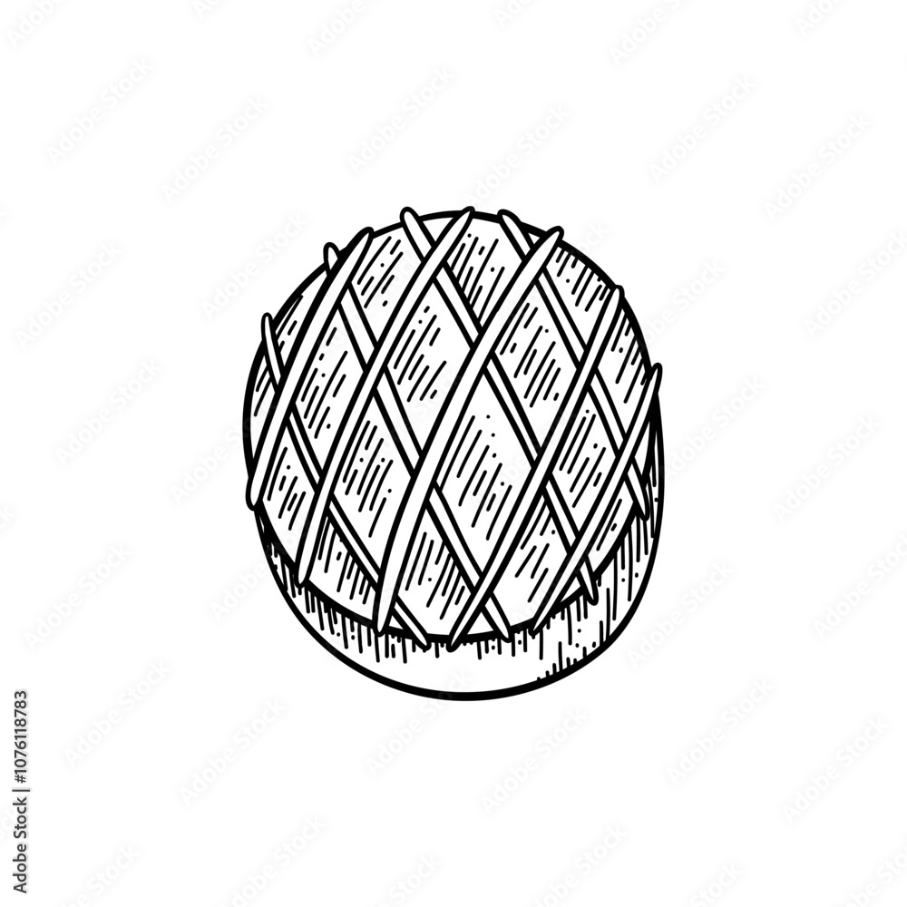 Round chocolate candy. Vector illustration isolated on white background. Black and white sketched style. Round chocolate candy. Vector illustration isolated on white background. Black and white sketched style.