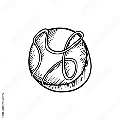 Round chocolate candy. Vector illustration isolated on white background. Black and white sketched style.