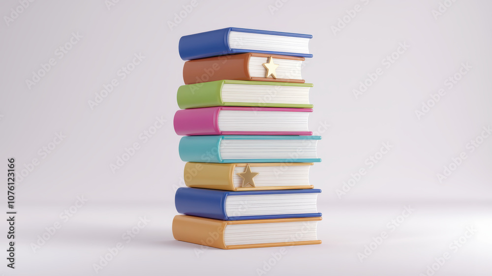 Colorful stack of books with transparent background, perfect for education Colorful stack of books with transparent background, perfect for education