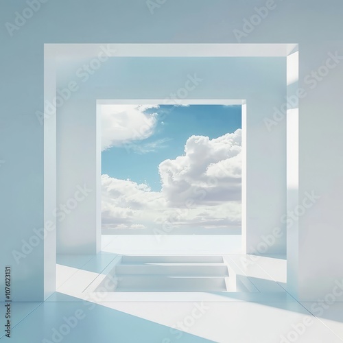 Surreal white minimal architecture background