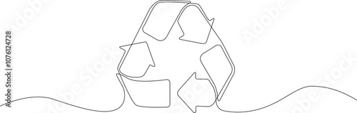recycling symbol continuous one line drawn isolated on a white background.Ecology concept