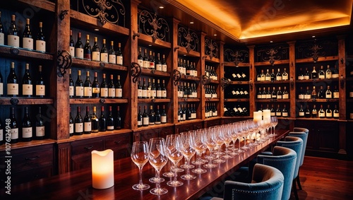 Wallpaper Mural Wine Cellar Tasting Room with Rustic Wooden Shelves and Dim Lighting Torontodigital.ca