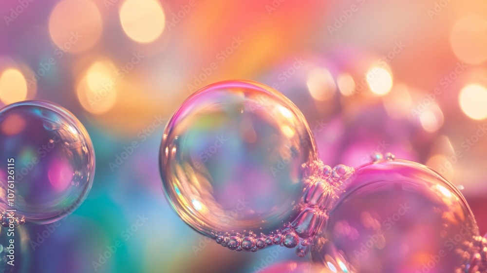 A close-up shot of iridescent bubbles forming on the surface of a colorful liquid, AI Generative. A close-up shot of iridescent bubbles forming on the surface of a colorful liquid, AI Generative.