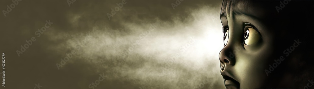 A child gazes upward, illuminated by a mysterious light, conveying emotion and intrigue. A child gazes upward, illuminated by a mysterious light, conveying emotion and intrigue.
