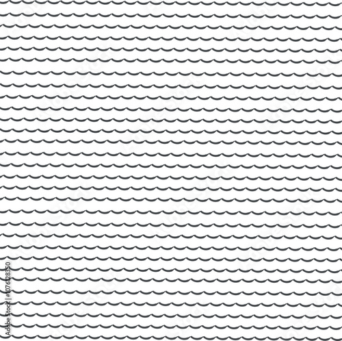 Ribbed texture with horizontal wavy stripes. Imitation of roof's surface with tiles in sea style.