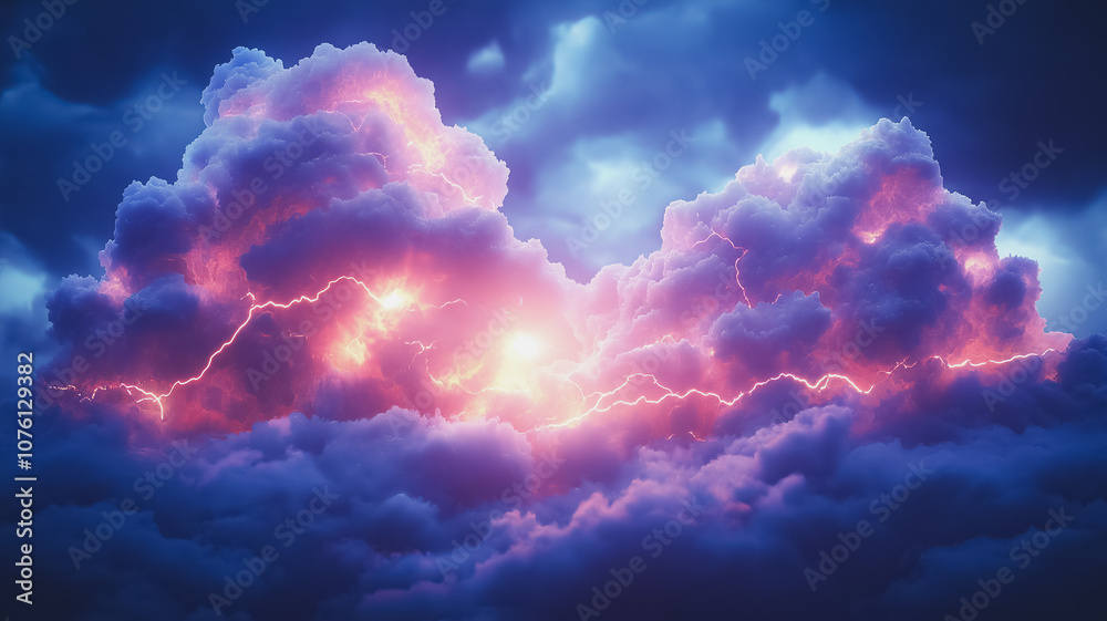 A stormy sky with purple clouds and lightning bolts. The sky is dark and ominous, with the clouds looming overhead. The lightning bolts add to the sense of danger and foreboding A stormy sky with purple clouds and lightning bolts. The sky is dark and ominous, with the clouds looming overhead. The lightning bolts add to the sense of danger and foreboding