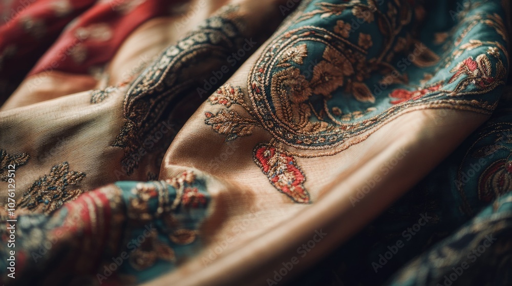 Elegant Fabric with Intricate Embroidery Design