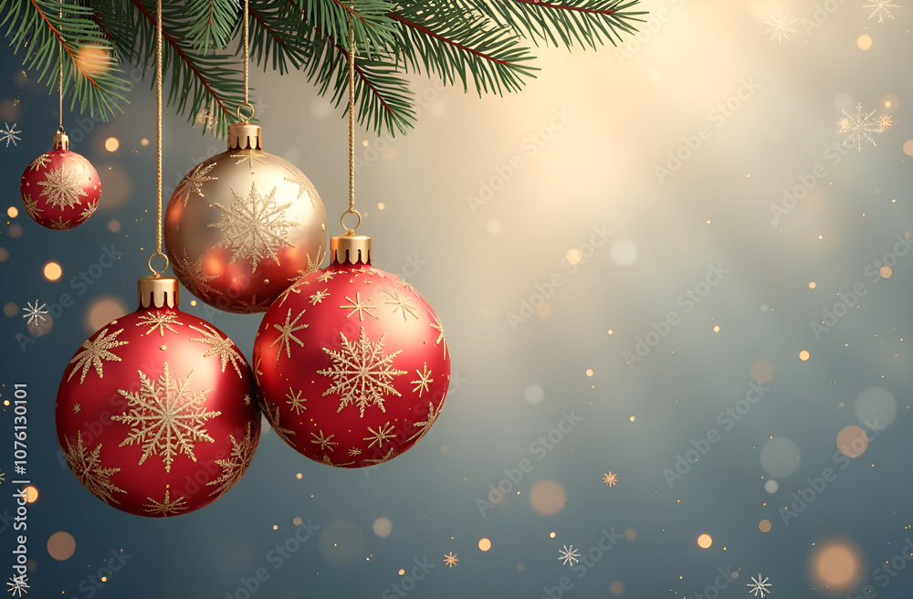 Merry christmas greeting. Christmas balls hanging with gold, glitter, shiny and glossy elements. Holiday season greeting card. Selective focus, blurred background. Merry christmas greeting. Christmas balls hanging with gold, glitter, shiny and glossy elements. Holiday season greeting card. Selective focus, blurred background.