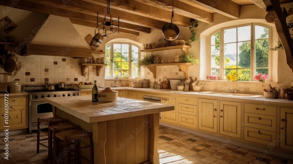 Rustic Kitchen Interior with Natural Light Rustic Kitchen Interior with Natural Light