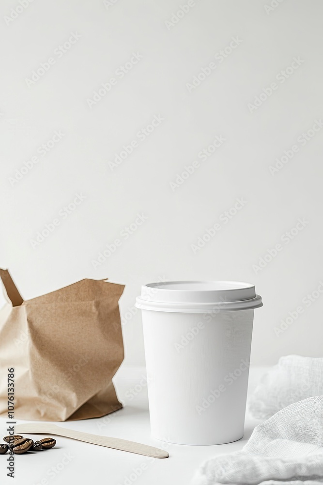 a clean white mockup of a coffee packaging, white background, studio enviroment.generative ai a clean white mockup of a coffee packaging, white background, studio enviroment.generative ai