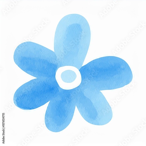 blue watercolor flower isolated on white