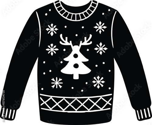 Christmas ugly sweater black christmas sweater silhouette vector