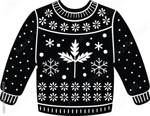 Christmas ugly sweater black christmas sweater silhouette vector